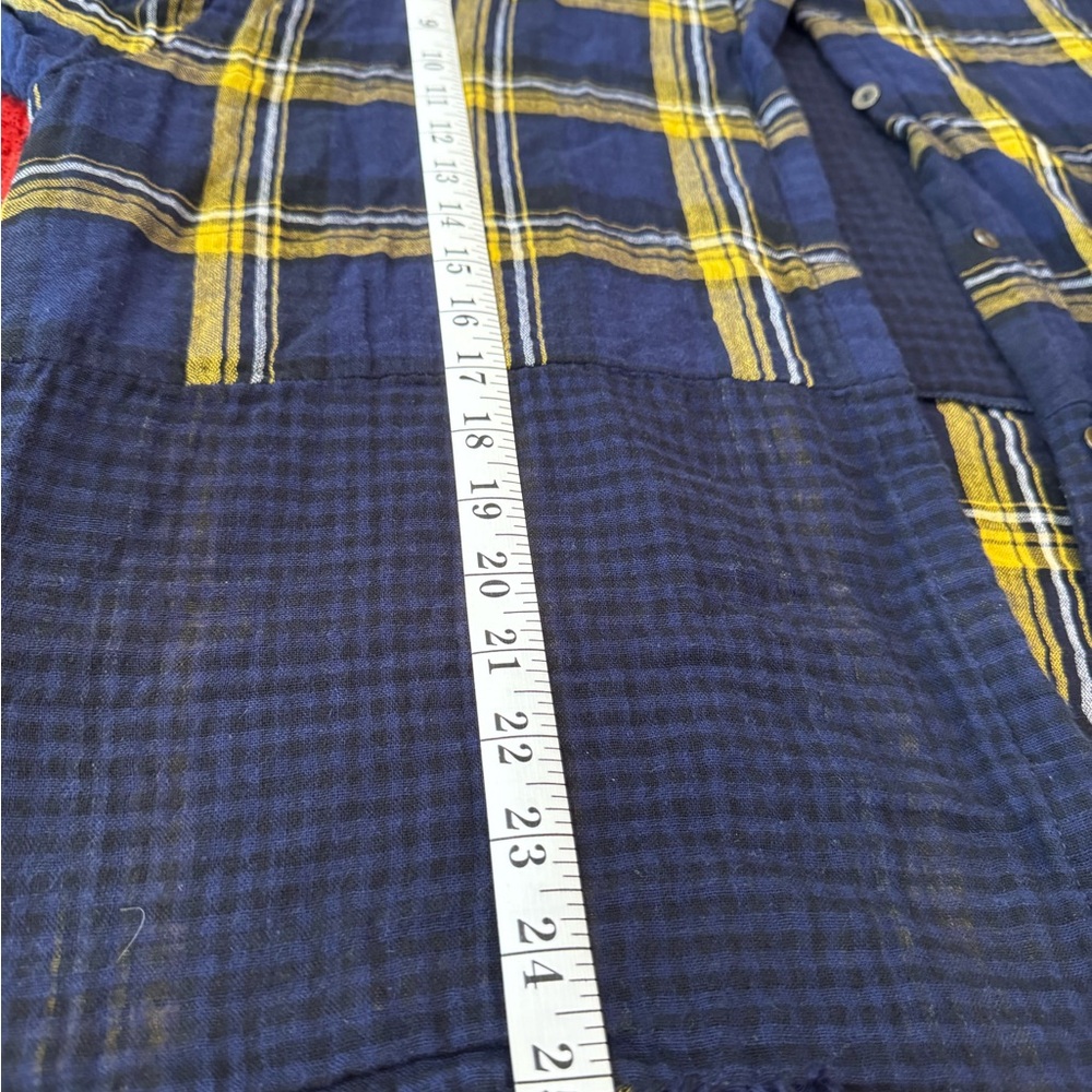 Umgee Yellow and Blue Plaid Button-Up Shirt - Picture 5 of 6